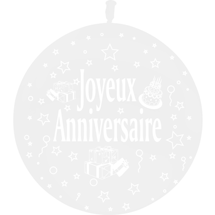 1 Ballon Latex 3' Joyeux Anniversaire Cristal Transparent - PMS