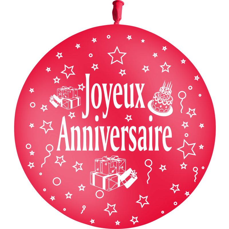 1 Ballon Latex 3' Joyeux Anniversaire Rouge - PMS