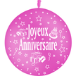 1 Ballon Latex 3' Joyeux Anniversaire Fuchsia - PMS