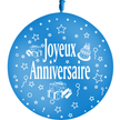 1 Ballon Latex 3' Joyeux Anniversaire Bleu Roi - PMS