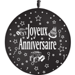 1 Ballon Latex 3' Joyeux Anniversaire Noir - PMS