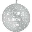 1 Ballon Latex 3' Joyeux Anniversaire Gris - PMS