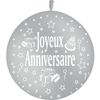 1 Ballon Latex 3' Joyeux Anniversaire Gris - PMS