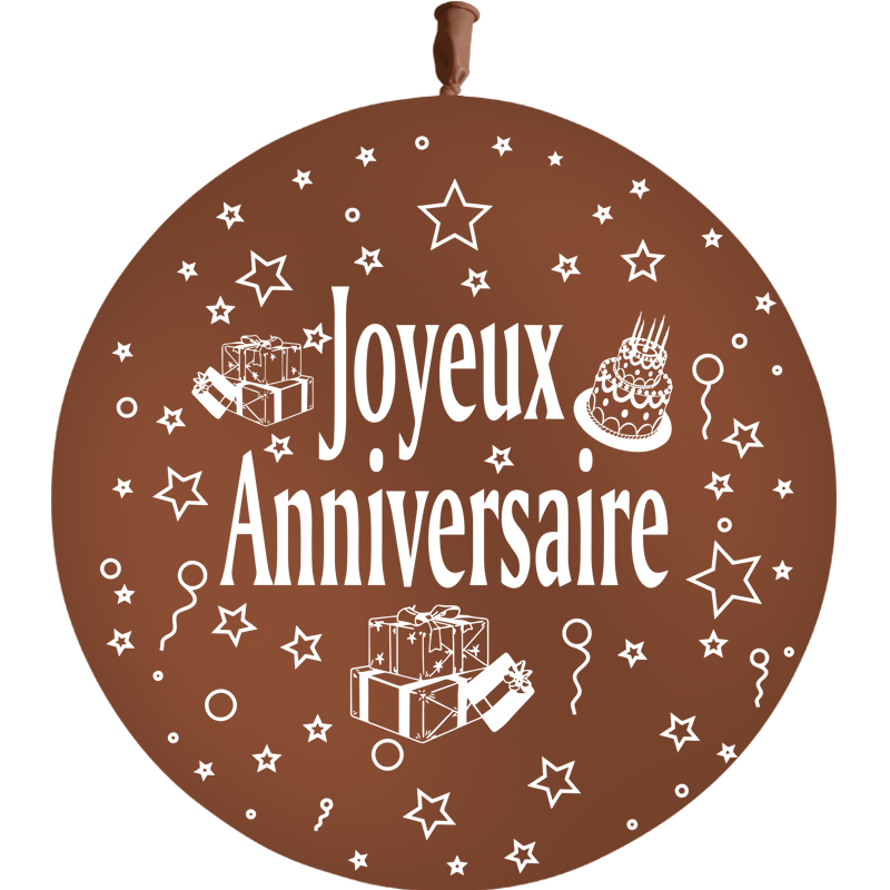 1 Ballon Latex 3' Joyeux Anniversaire Chocolat - PMS