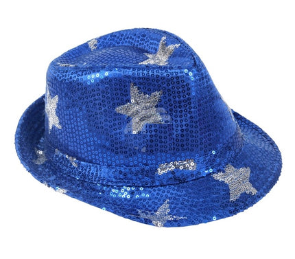 chapeau tribly à sequins bleu avec étoiles