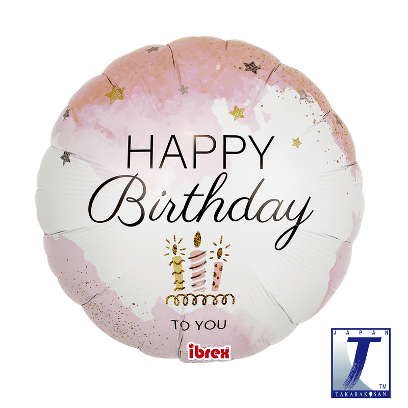 Ballon Aluminium Happy Birthday Pink 14