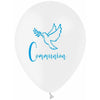 10 Ballons Latex 30cm Communion Blanc impression Bleu - PMS