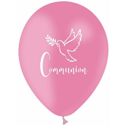 10 Ballons Latex 30cm Communion Rose - PMS