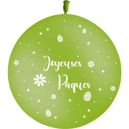1 Ballon Latex 3' Joyeuses Pâques Apple Green - PMS