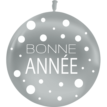 1 Ballons Latex 86cm Bonne Année Argent AIR - PMS