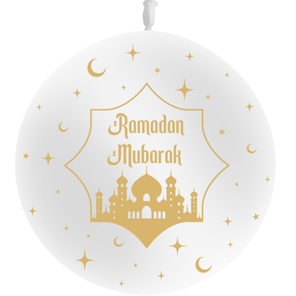 Ballon 86cm Ramadan Mubarak Blanc AIR - PMS