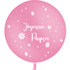 1 Ballon Latex 3' Joyeuses Pâques Rose Hélium - PMS