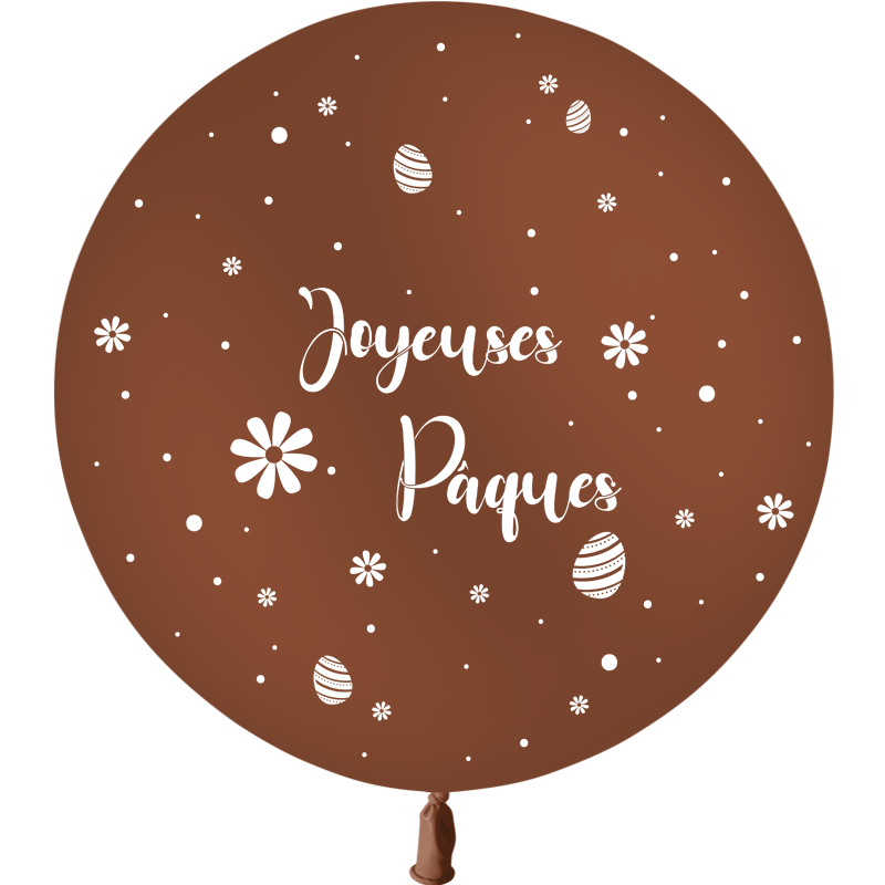 1 Ballon Latex 3' Joyeuses Pâques Chocolat Hélium - PMS