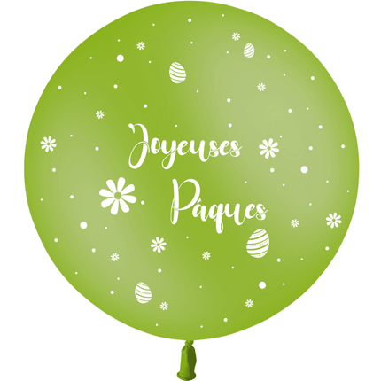 1 Ballon Latex 3' Joyeuses Pâques Apple Green Hélium - PMS