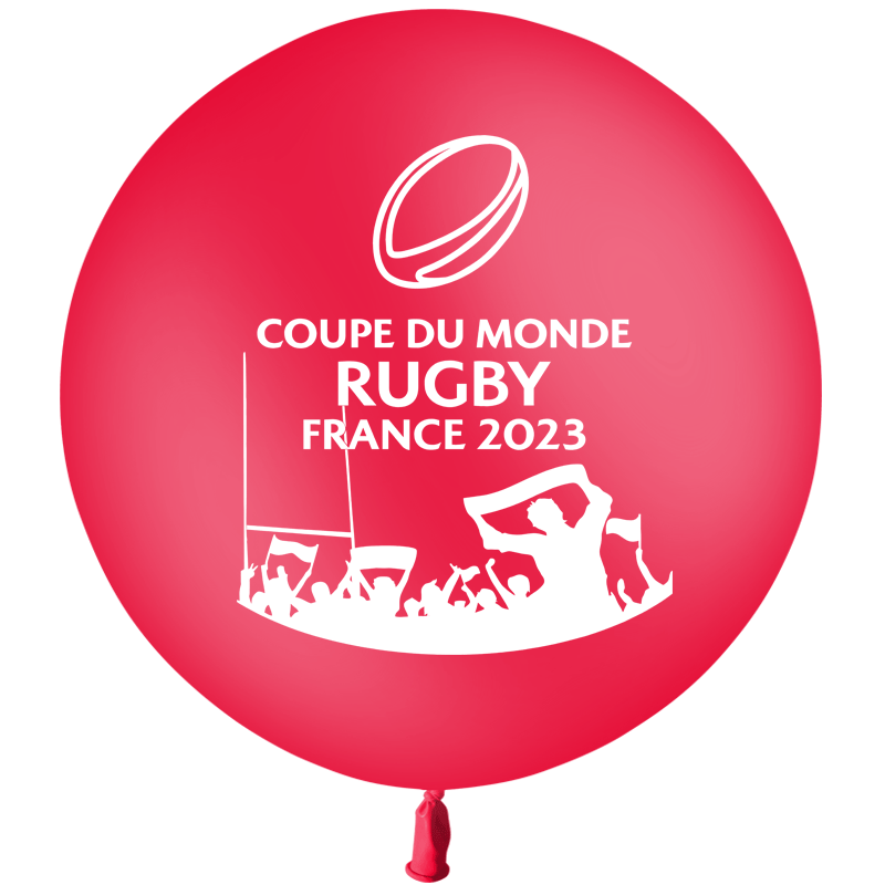Ballon 86cm Coupe du Monde Rugby Rouge HELIUM - PMS