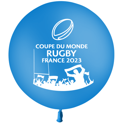 Ballon 86cm Coupe du Monde Rugby Bleu HELIUM - PMS