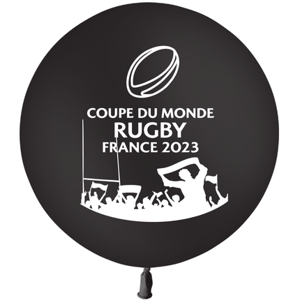 Ballon 86cm Coupe du Monde Rugby Noir HELIUM - PMS