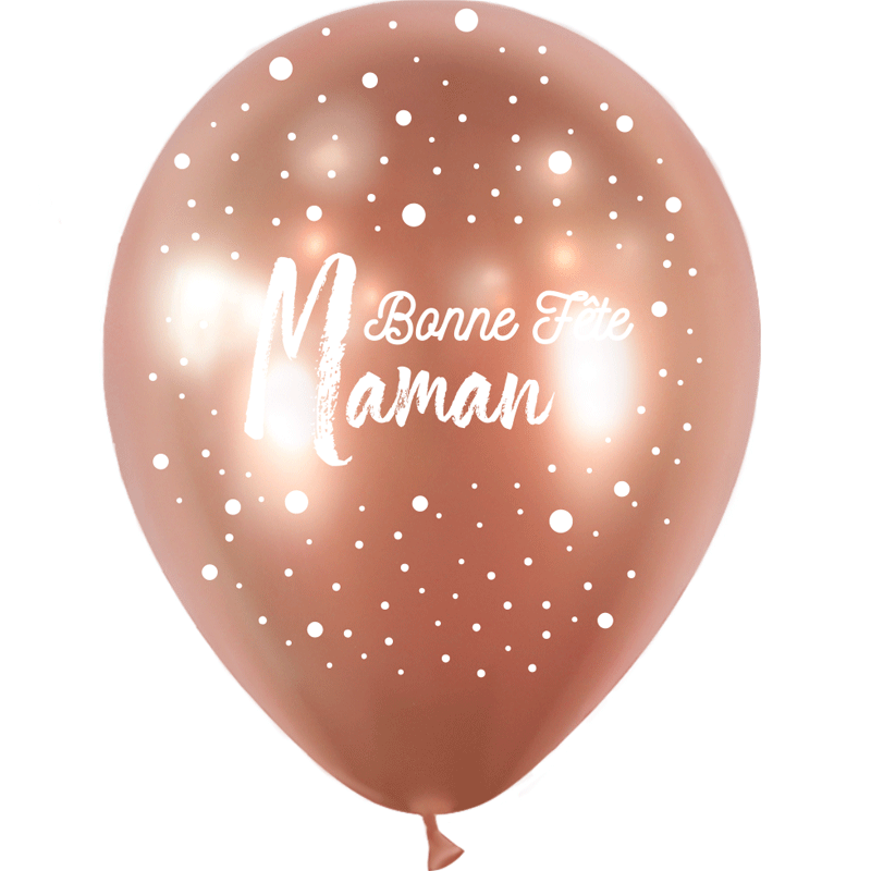 25 Ballons HG112 Bonne Fête Maman Dots Brillant Rose Gold - PMS
