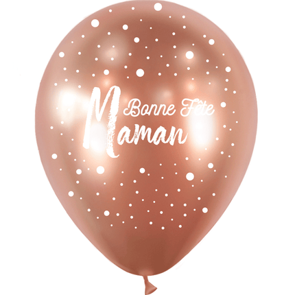 25 Ballons HG112 Bonne Fête Maman Dots Brillant Rose Gold - PMS