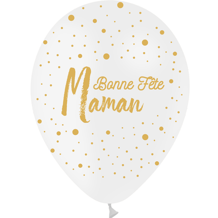 25 Ballons HG112 Bonne Fête Maman Dots Blancs - PMS