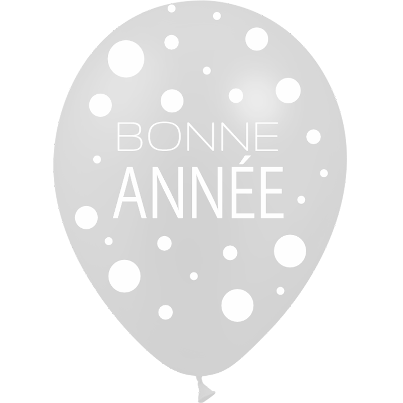 25 Ballons Latex 30cm Bonne Année Argent - PMS