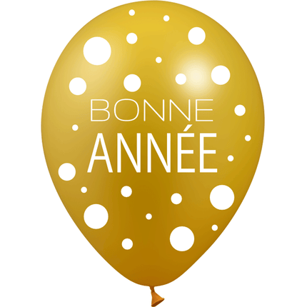 8 Ballons Latex 30cm Bonne Année Or - PMS