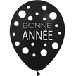 8 Ballons Latex 30cm Bonne Année Noir - PMS