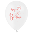 8 Ballons Latex 30cm TAT Baptême Blanc Impression Rose - PMS