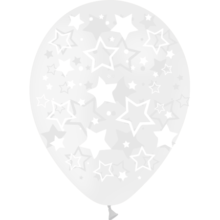 25 Ballons Latex HG112 Étoiles Festives Transparent - PMS