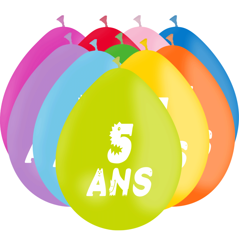 10 Ballons Latex HG95 ( Air ) 5 Ans Assortis - PMS