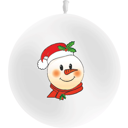1 Ballon Latex HG3' Quadri Bonhomme De Neige Blanc - PMS