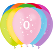 10 Ballons Latex HG95 Chiffre 0 Assortis - PMS