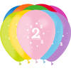 10 Ballons Latex HG95 Chiffre 2 Assortis - PMS