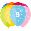 100 Ballons Latex HG95 Chiffre 9 Assortis - PMS