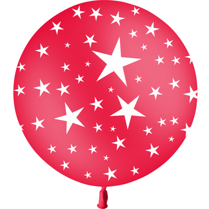 1 Ballon Latex HG3' Étoiles Rouge - PMS