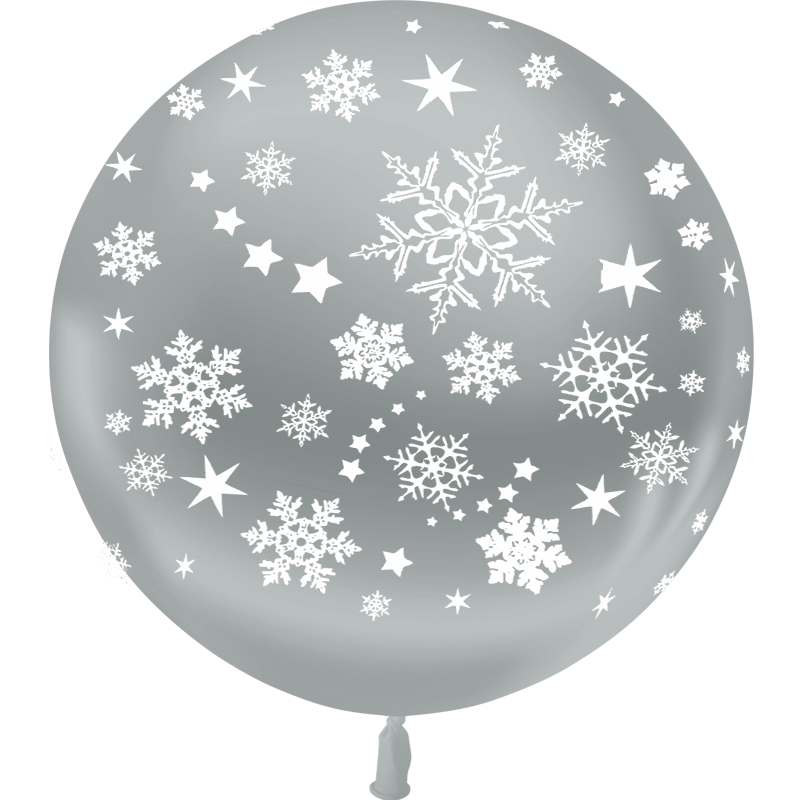 1 Ballon Latex HG3' Neige Métal Argent - PMS