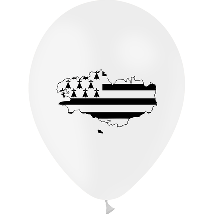 10 Ballons Latex HG95 Drapeau Bretagne Carte - PMS