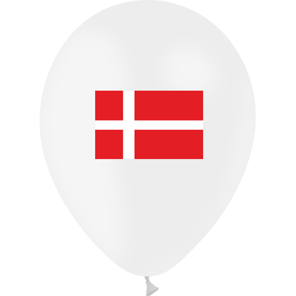 10 Ballons Latex HG95 Drapeau Danemark - PMS