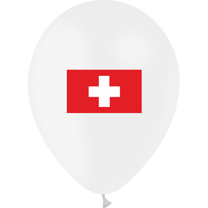 10 Ballons Latex HG95 Drapeau Suisse - PMS