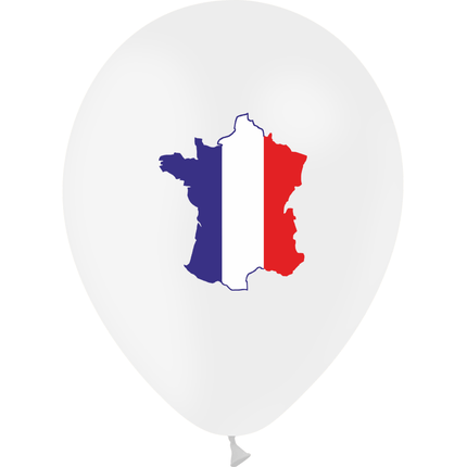 10 Ballons Latex HG95 Drapeau Carte France - PMS