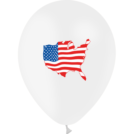 10 Ballons Latex HG95 Drapeau Carte USA - PMS