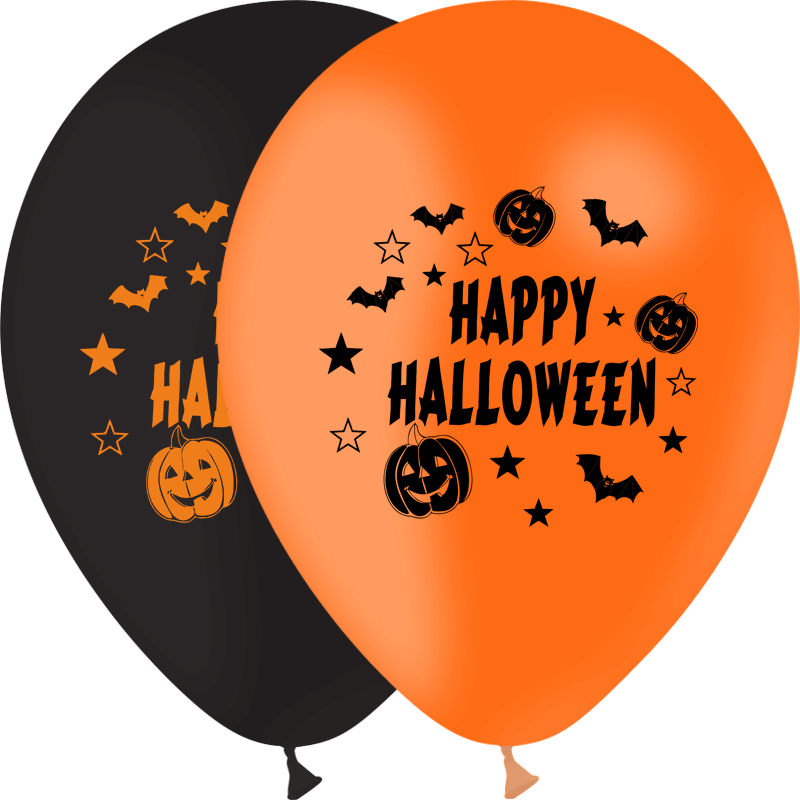 10 Ballons Latex HG95 Halloween Orange & Noir - PMS