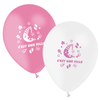 10 Ballons Latex HG95 C'est une Fille Blanc & Rose - PMS