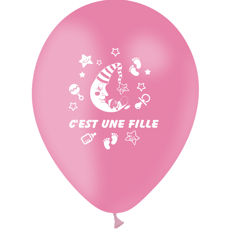 10 Ballons Latex HG95 C'est une Fille Rose - PMS