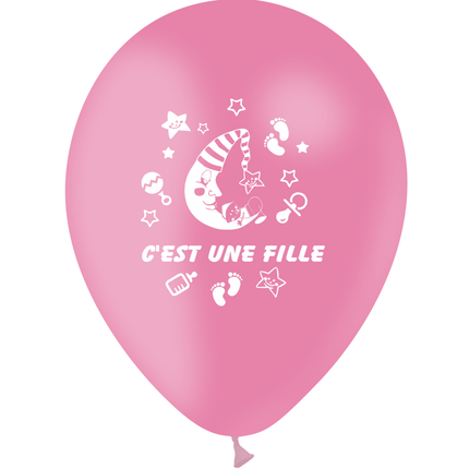 10 Ballons Latex HG95 C'est une Fille Rose - PMS