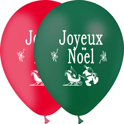 10 Ballons Latex HG95 Joyeux Noël Métal Assortiment - PMS