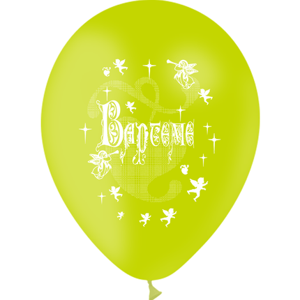 10 Ballons Latex HG95 Baptême Limette - PMS