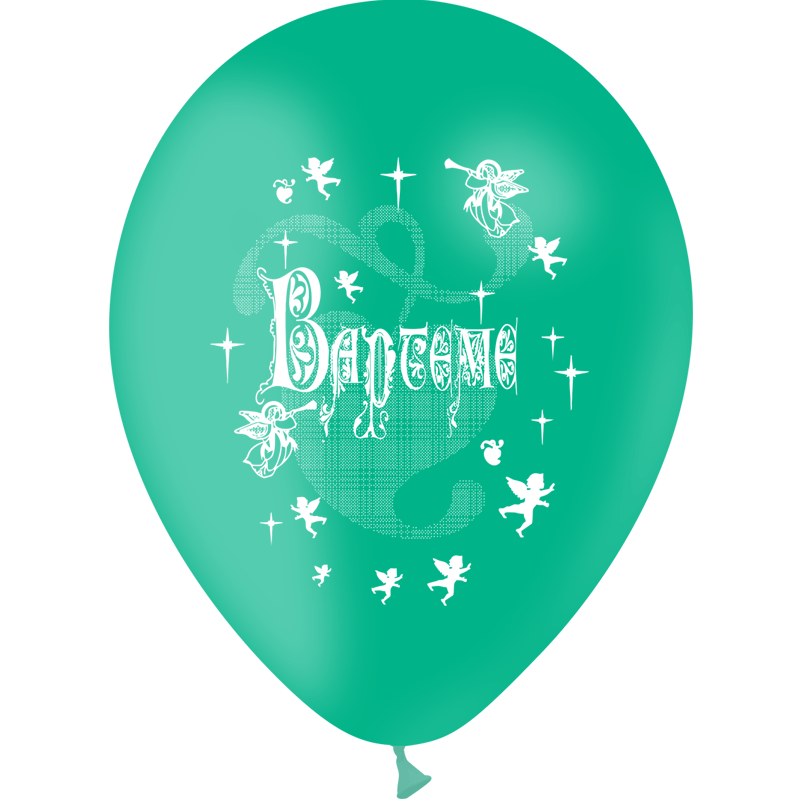 10 Ballons Latex HG95 Baptême Menthe - PMS