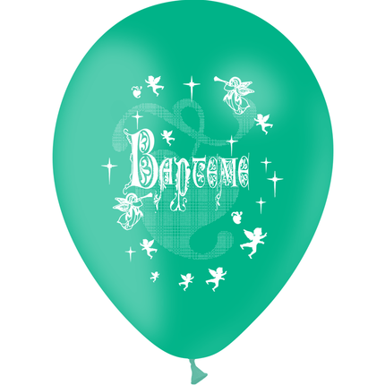 10 Ballons Latex HG95 Baptême Menthe - PMS