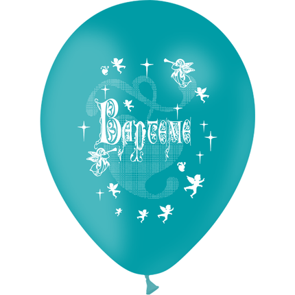 10 Ballons Latex HG95 Baptême Turquoise - PMS